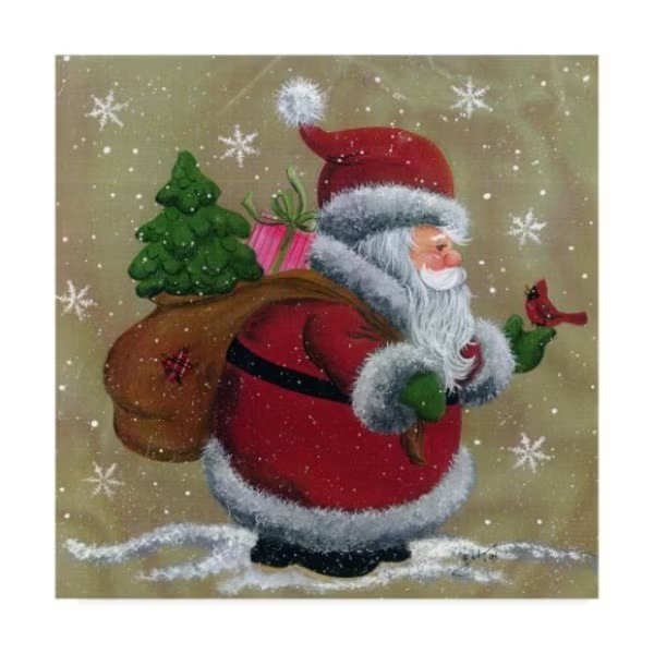 Beverly Johnston 'Santa With Sack' Canvas Art, 14x14, Trademark Fine Art, Mfr#: ALI39983-C1414GG